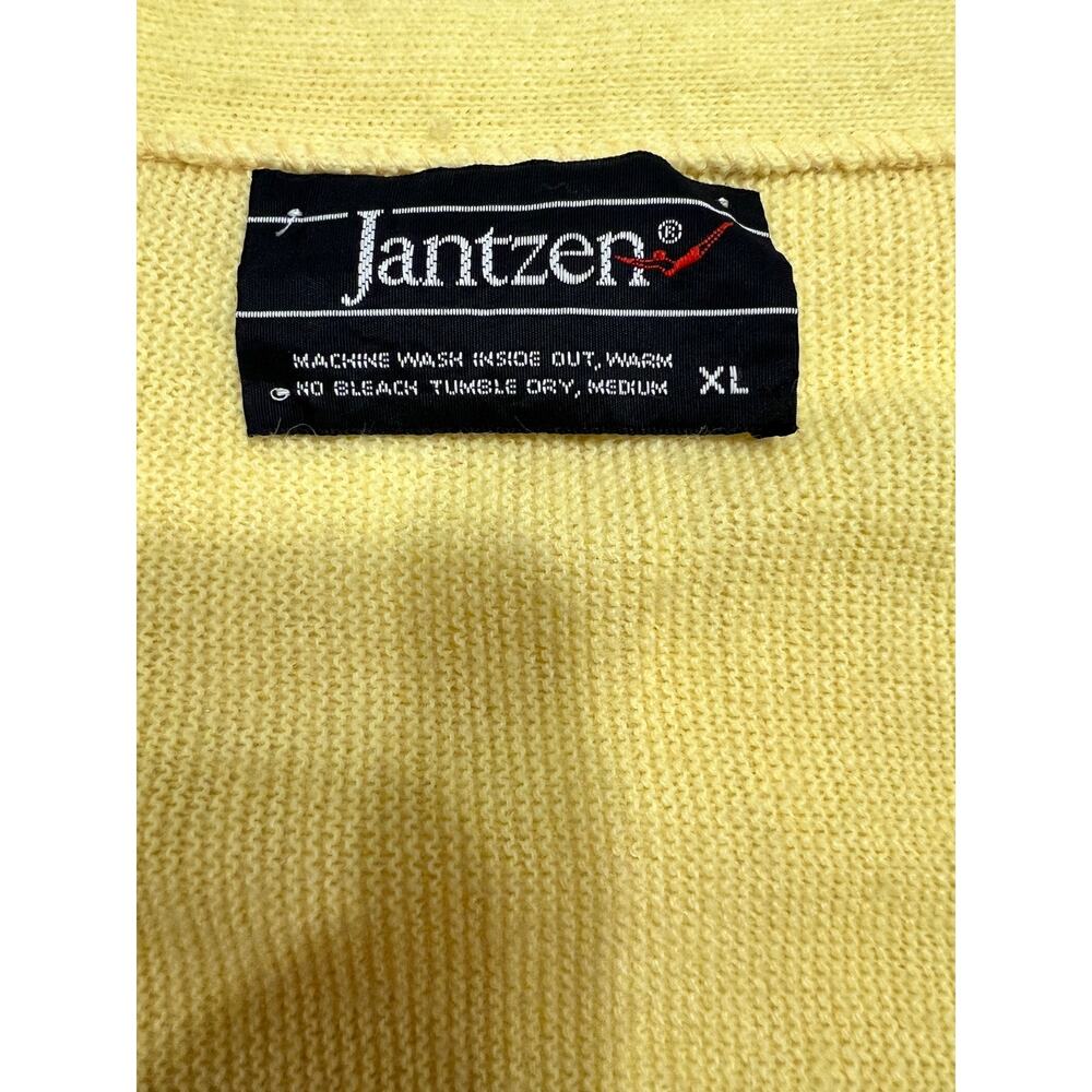 Vintage Jantzen Yellow Button Front V Neck Grandpa Cardigan Sweater Men's XL - Picture 3 of 7